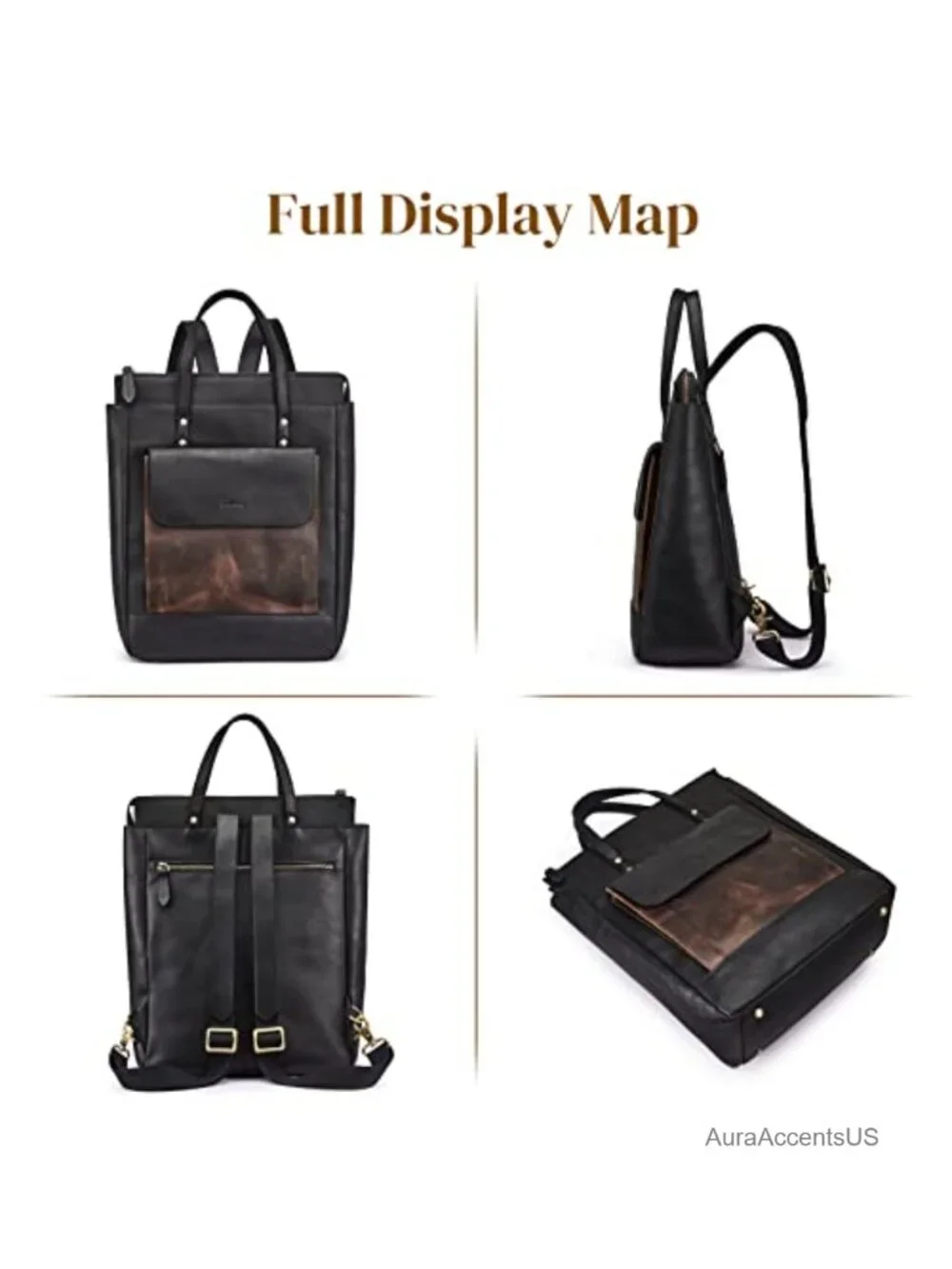 Genuine Leather Backpack Purse Vintage Handbag Laptop Travel